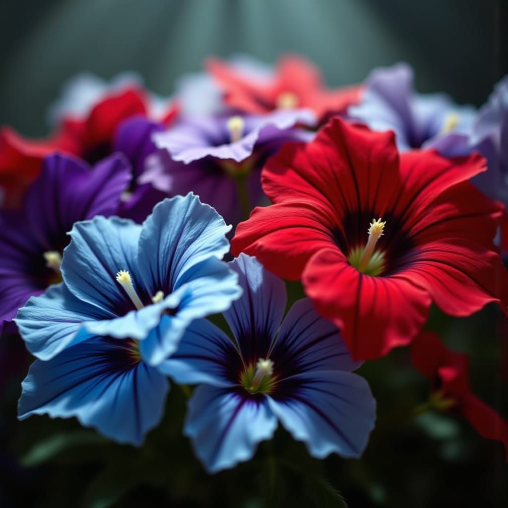 Vibrant Petunias in Hyper-Realistic Style