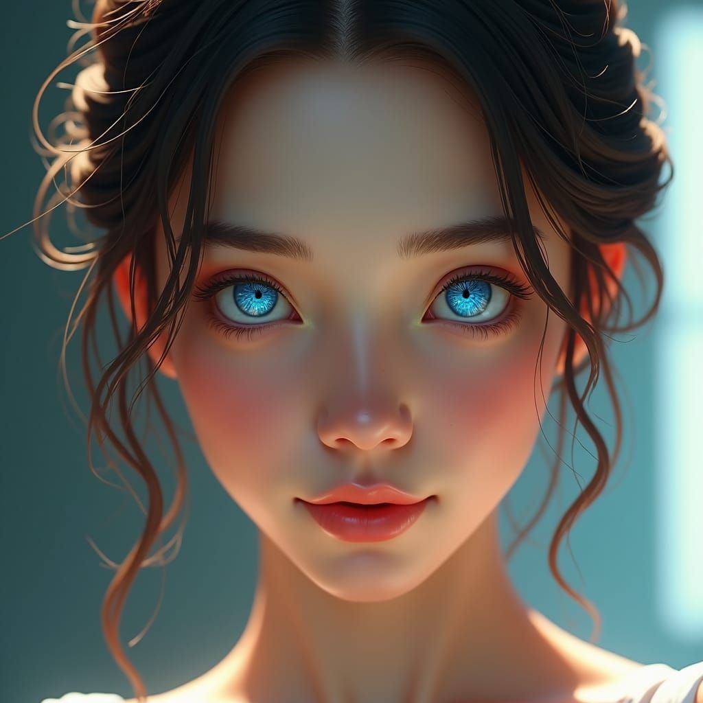 Portrait of a Young Woman with Sapphire Eyes