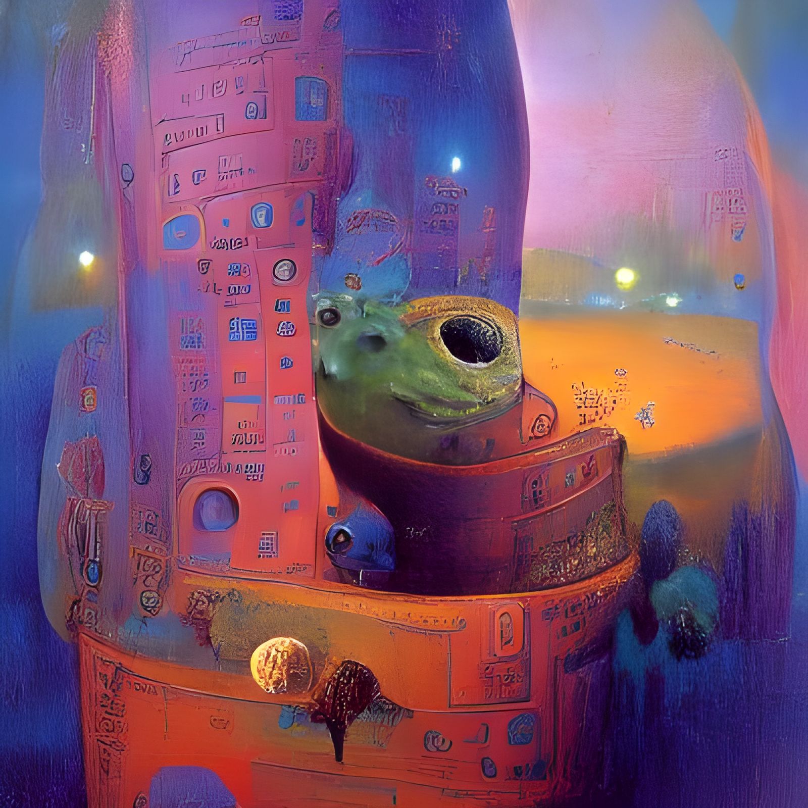 Ancient Cylinder Spinning: A Sci-Fi Painting