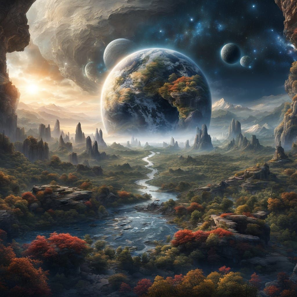 Divine Blueprint of the Universe in Vibrant, Fantastical Det...