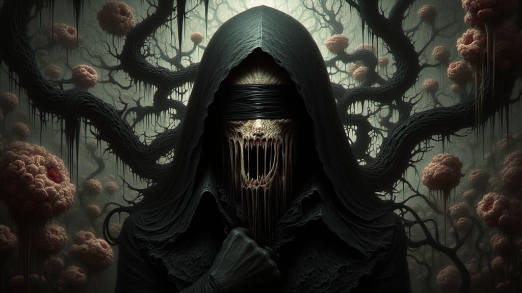 Grim Reaper Reimagined as Blind, Horrific Skull Face