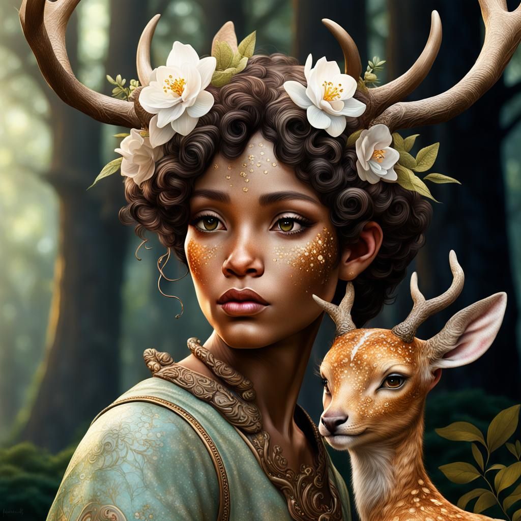 Elegant Close-up Portrait of a Baby Faun