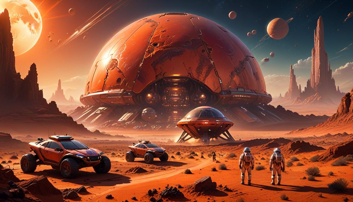 Vast Martian Dome City in Hyper-Realistic Sci-Fi Art