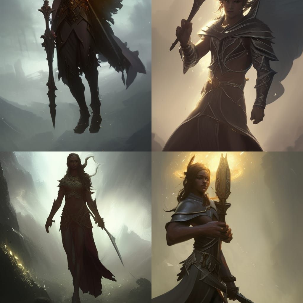 Half-Elf Cleric with Mace: Dark Fantasy Art