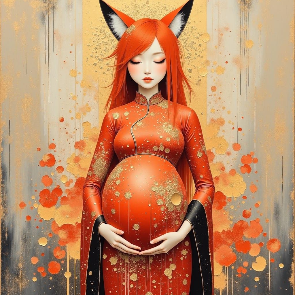 <lora:flowingDream:1.0> <lora:crackedPainting:1.0> Daji, the...