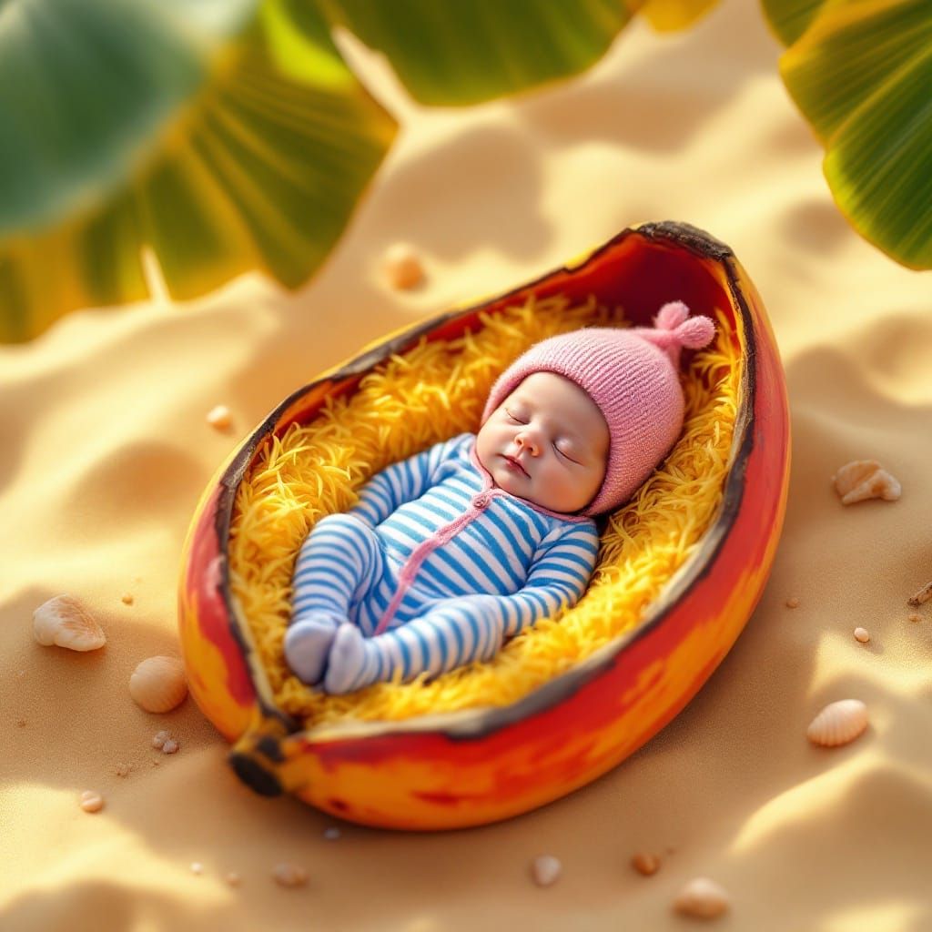 Whimsical Baby Alien in Tropical Paradise