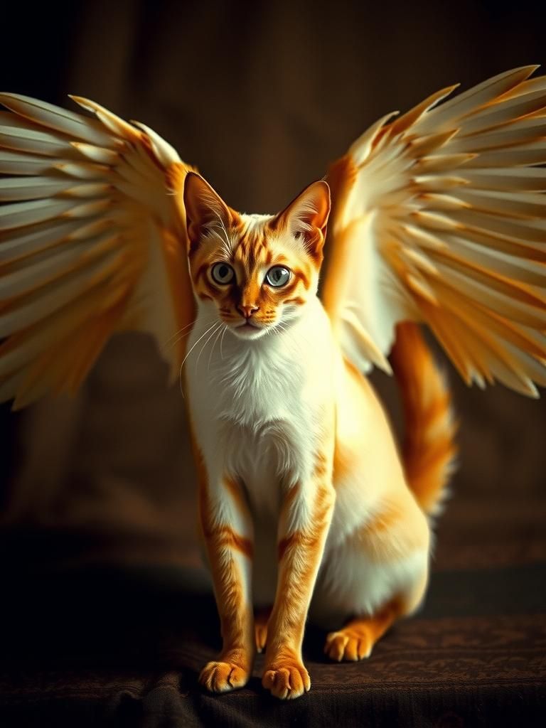Winged Siamese Cat in Cinematic Style