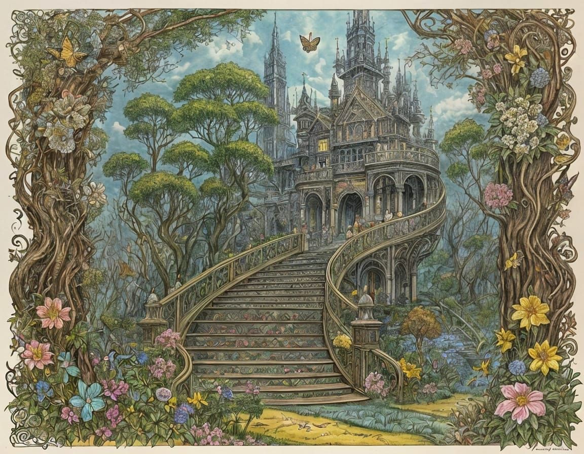 Whimsical Dreamscapes in Rackham Style