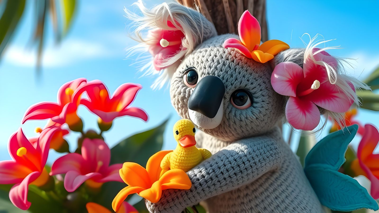 Koala in Vibrant Rainforest Fantasy