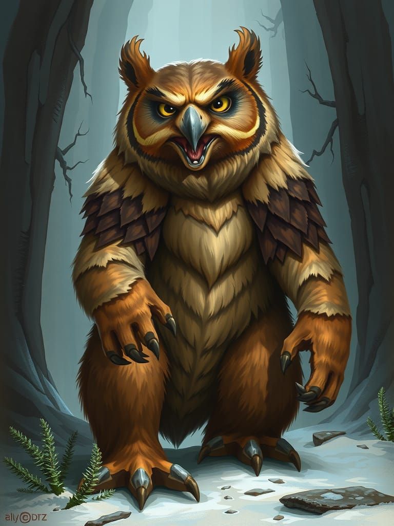 Detailed DND Owlbear Creature Illustration