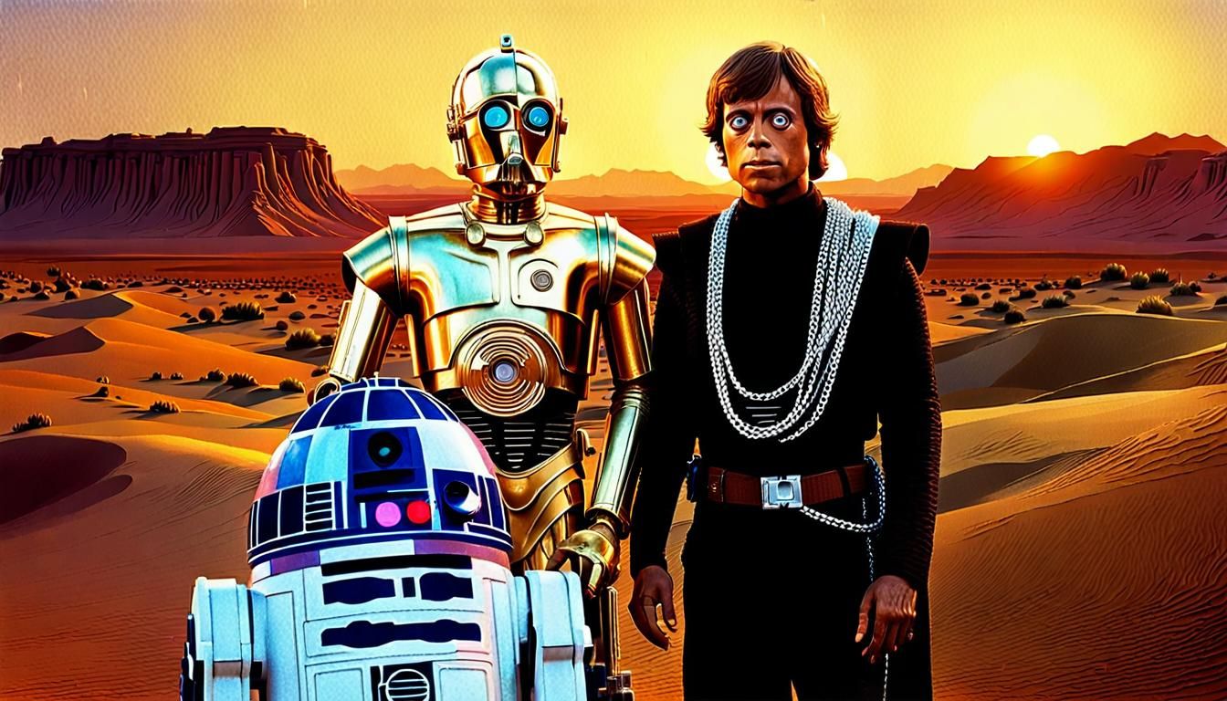 Luke Skywalker in Landspeeder on Desert Planet