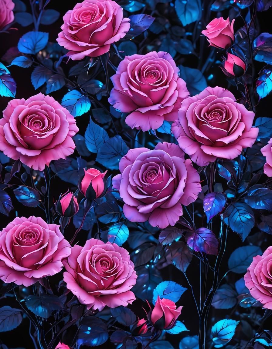 Holographic Pink and Blue Dreamscape in Anime Style