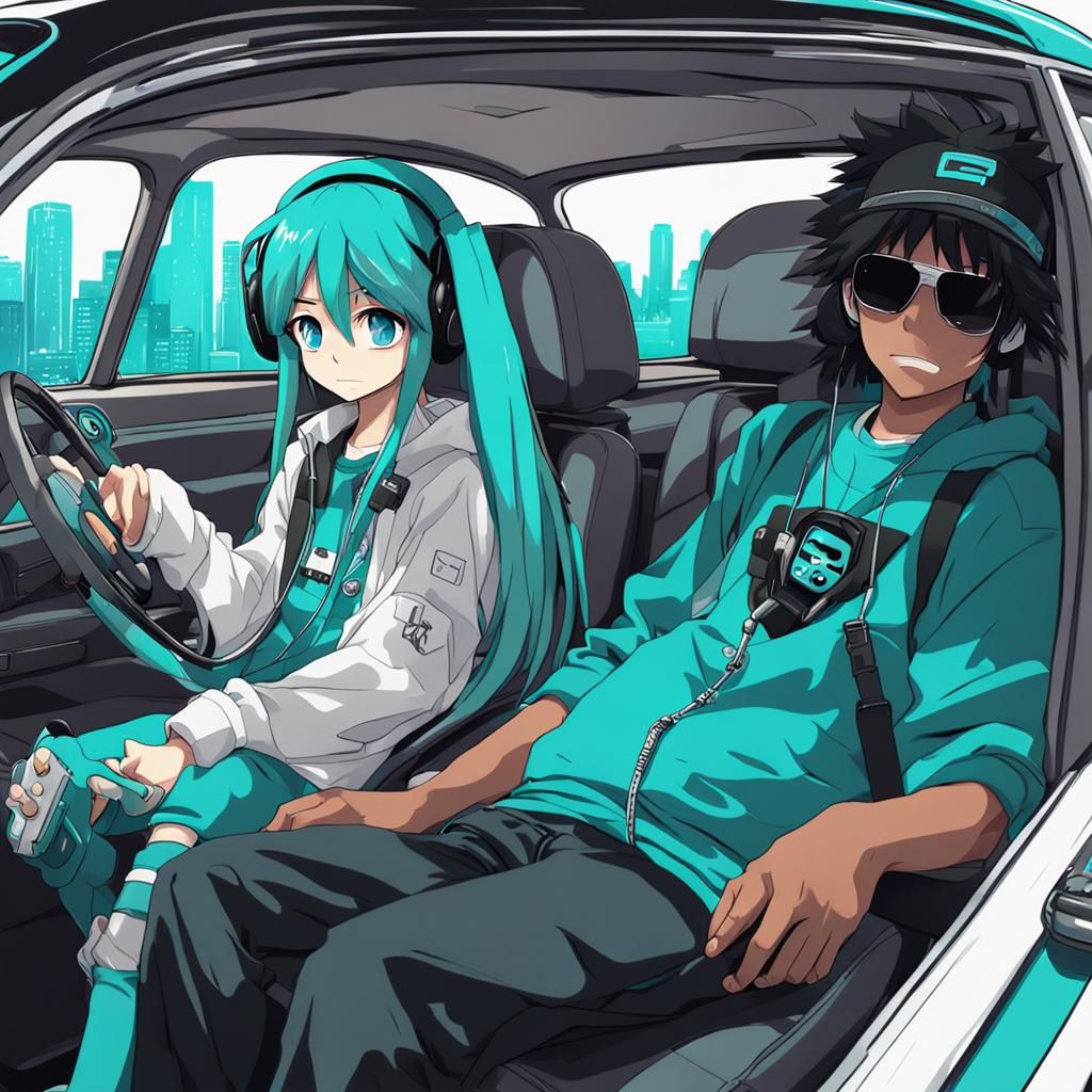Hatsune Miku and Eazy E: Anime-Style Car Ride
