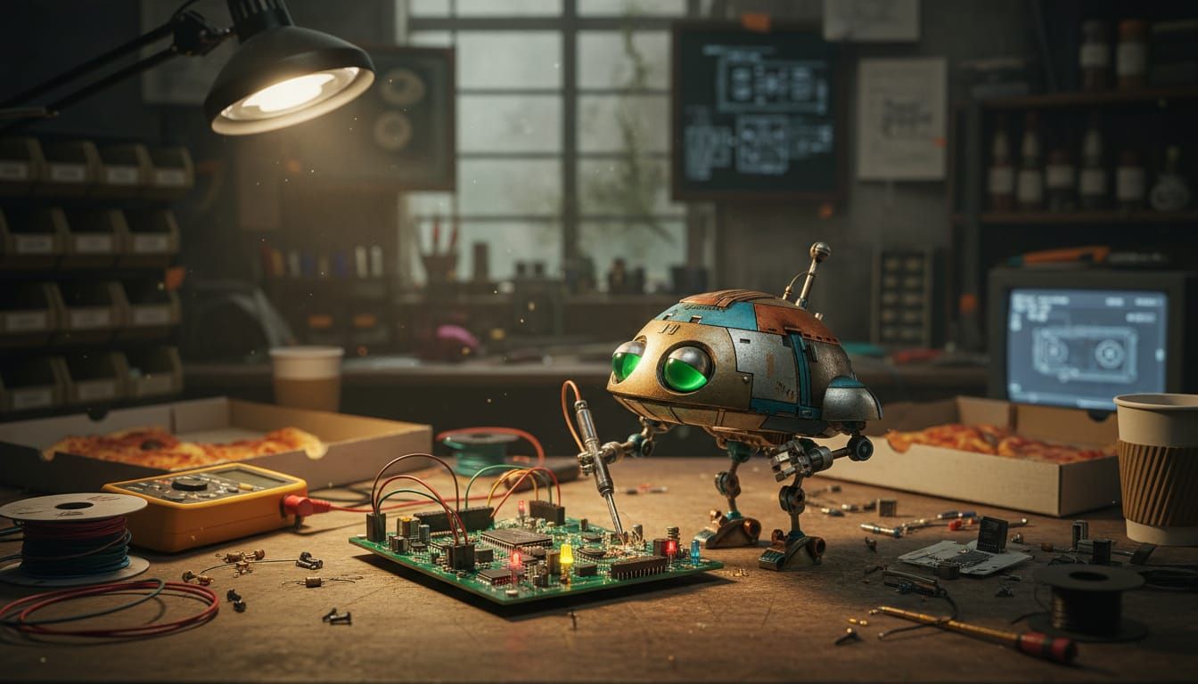 Little Robot Tinkering in Electronics Workshop