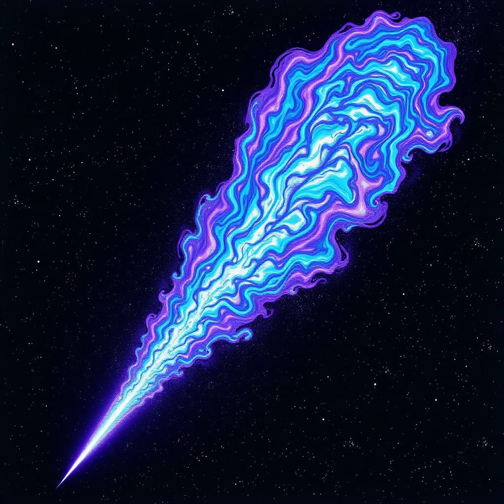 Ethereal Cosmic Comet in Vibrant, Swirling Patterns