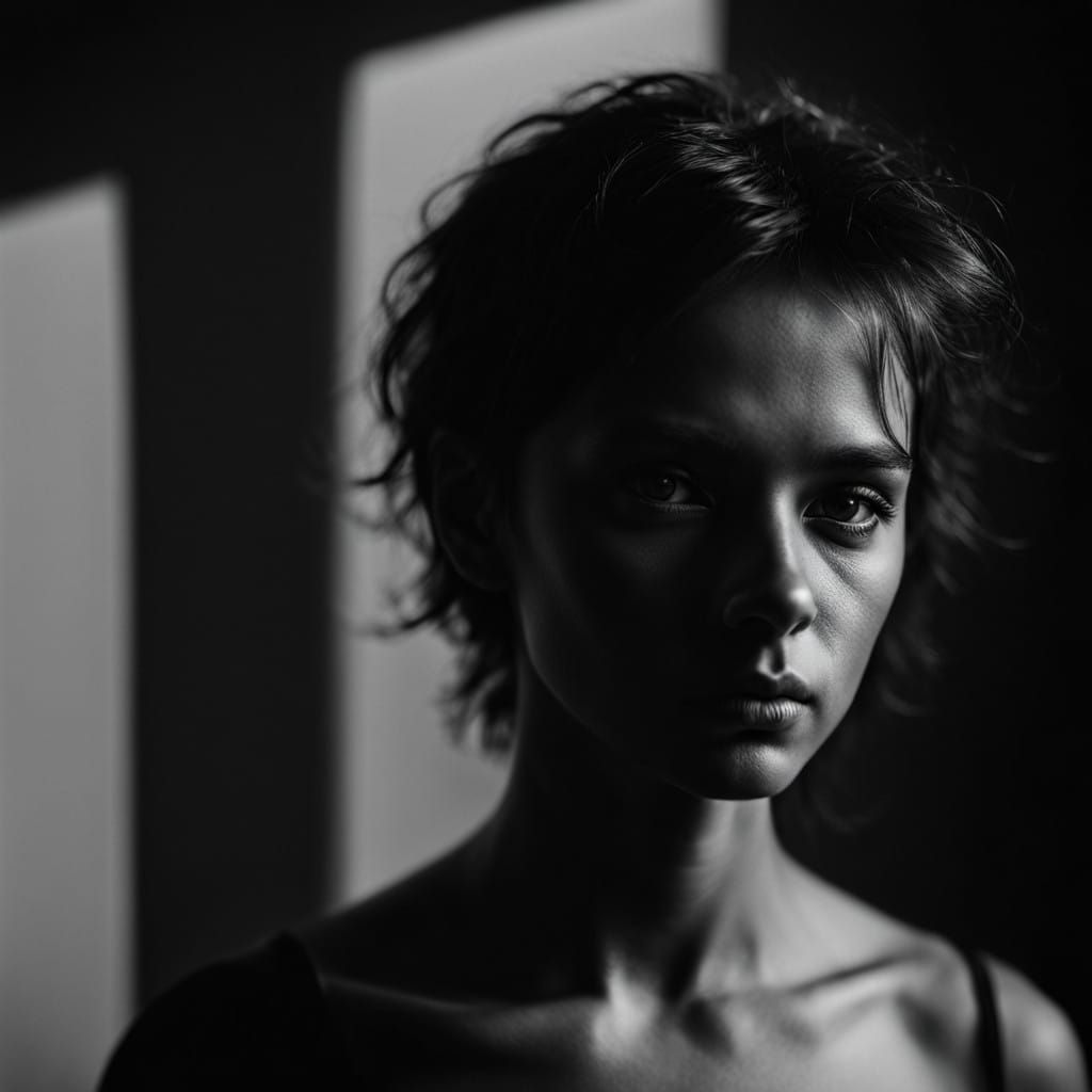 Black Silhouette Figure in Strong Backlight