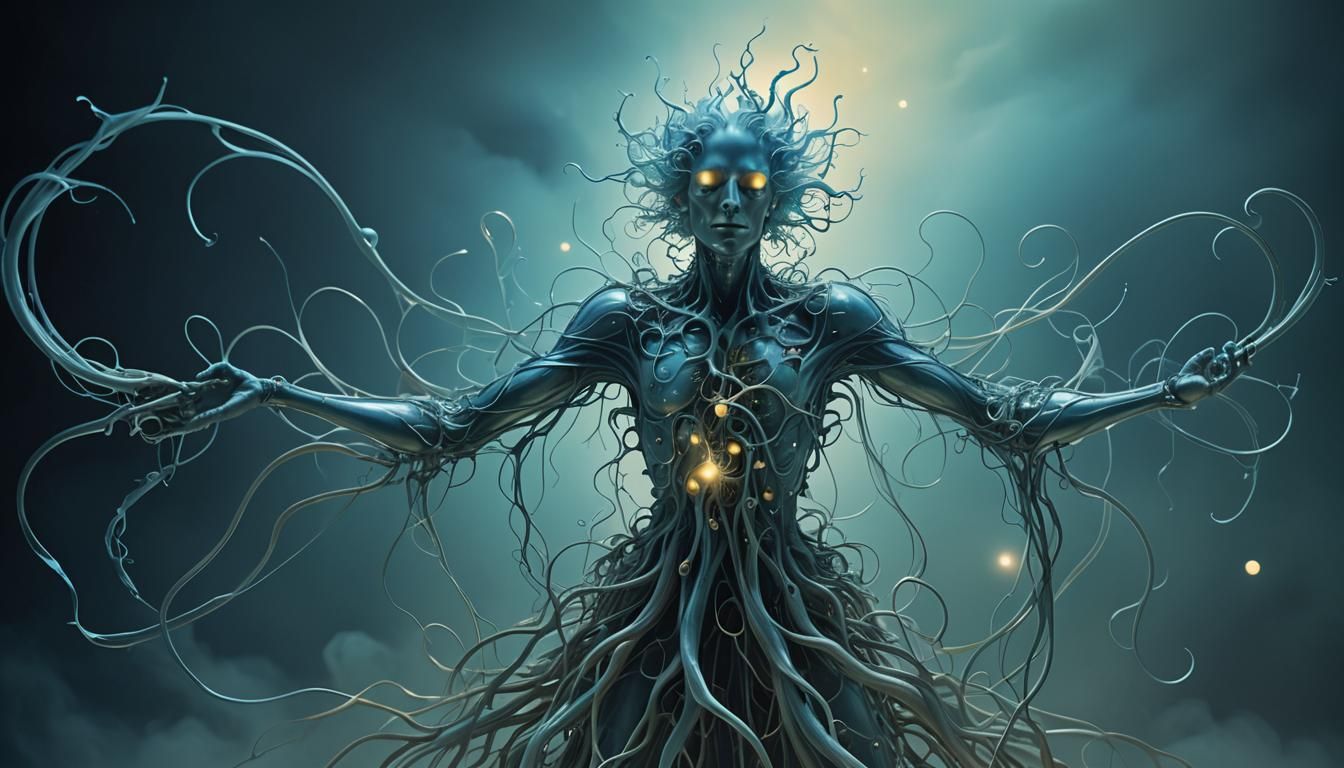 Biomorphic Entity in a Dreamlike Surrealist Style