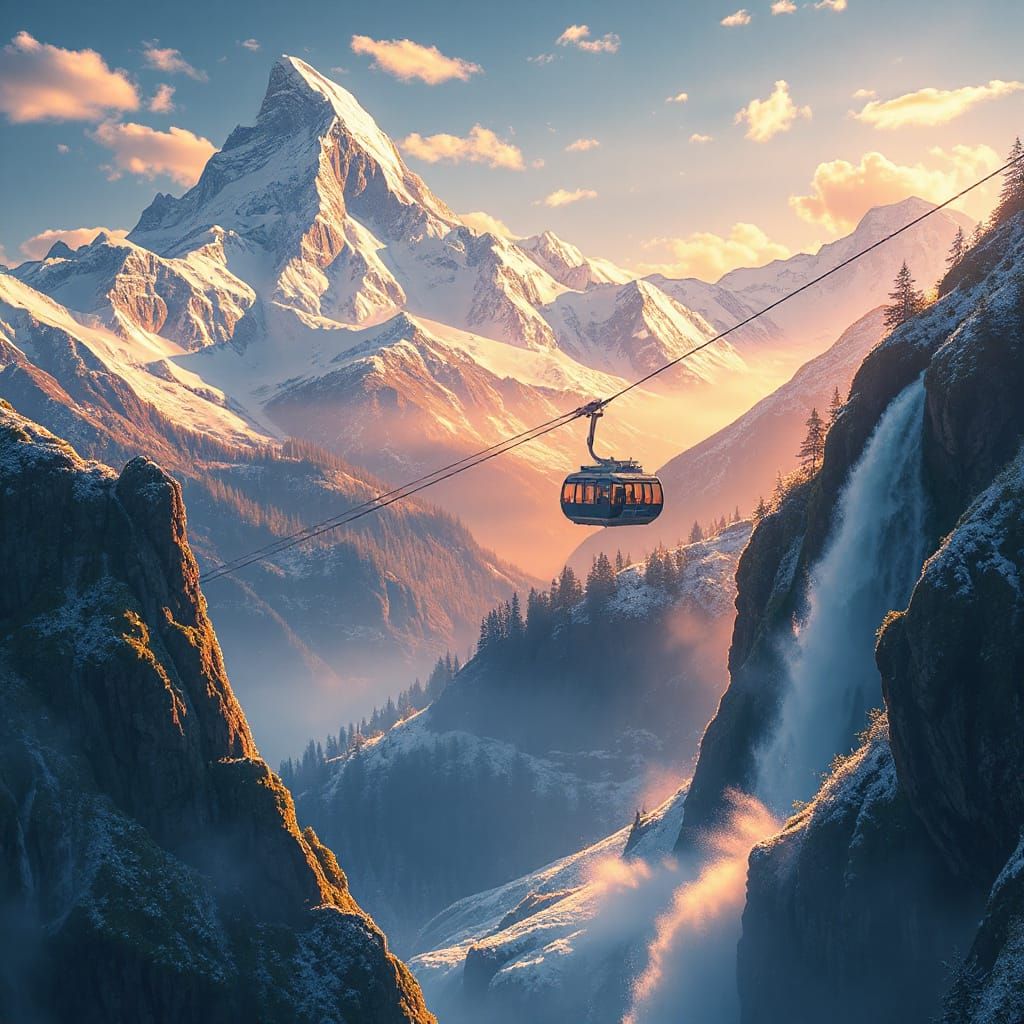 Alpine Dreamscape: Majestic Peaks and Golden Light