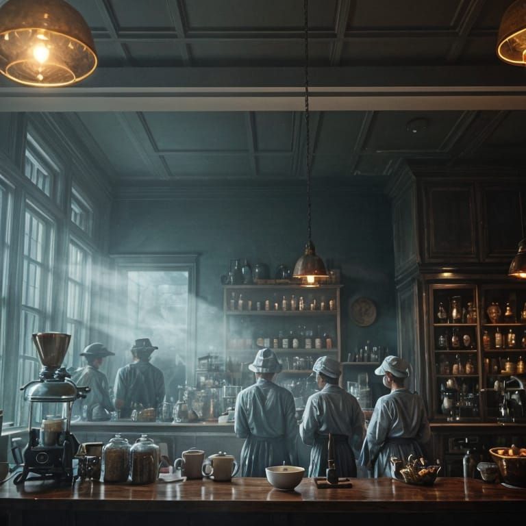 Ethereal Baristas in a Vintage Coffee Shop