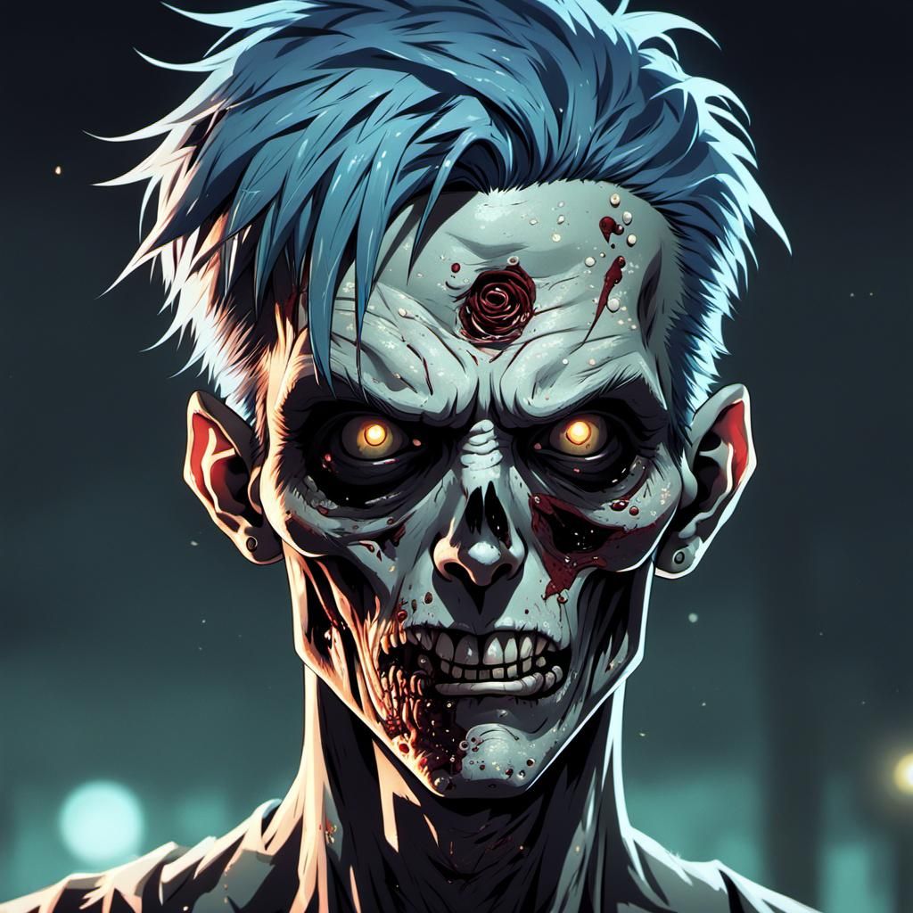 Handsome Zombie Boy in Anime Style