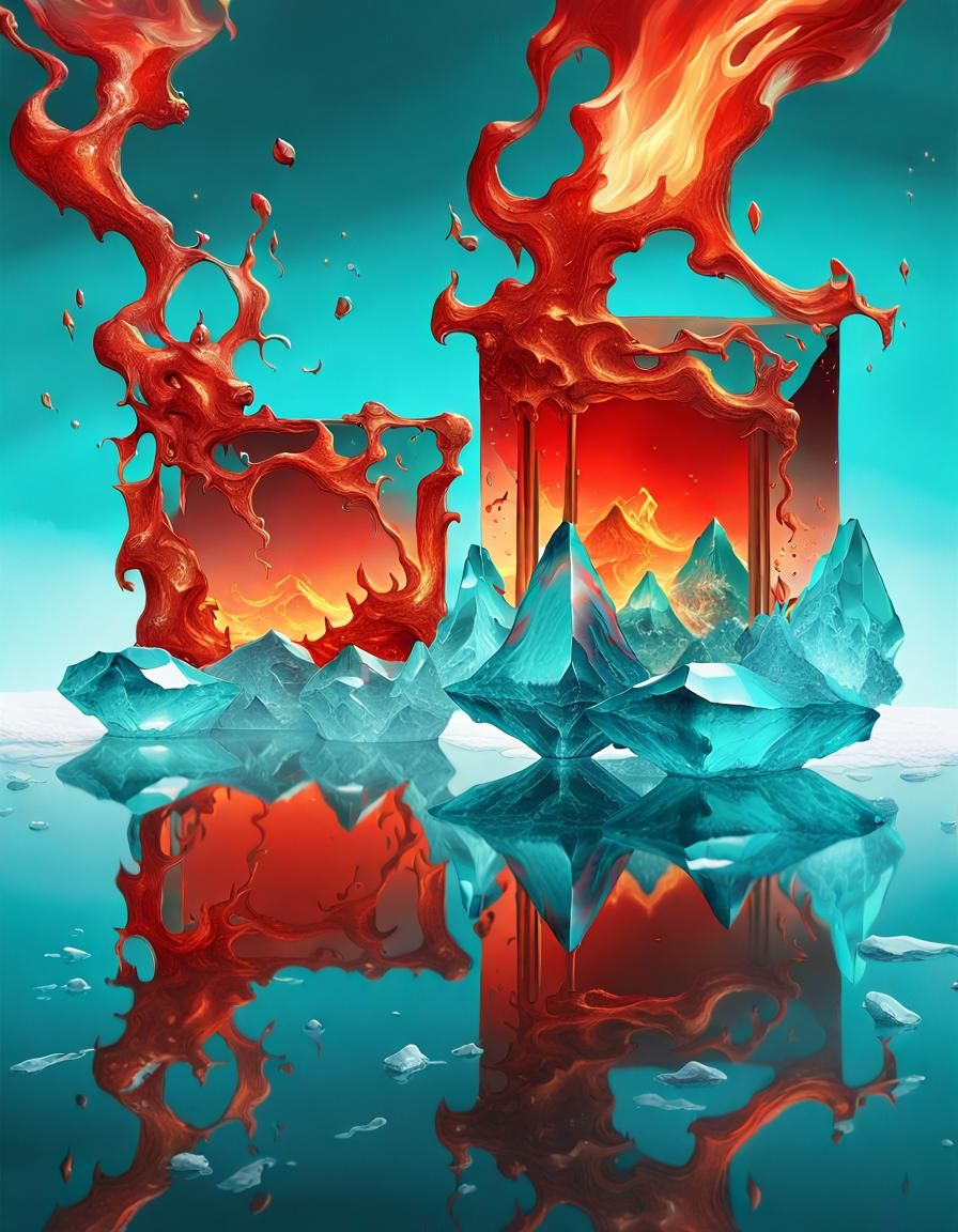 Duality of Ice and Fire: Surreal Anime Art