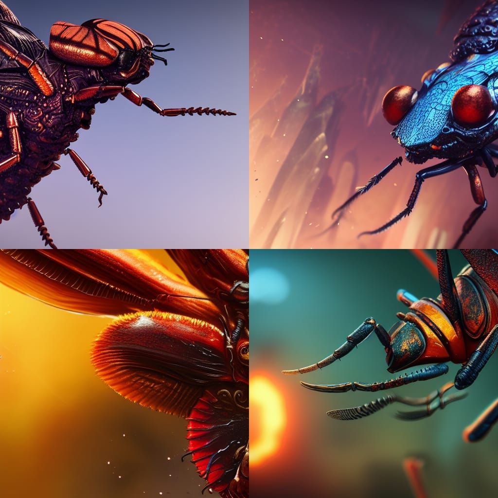 Detailed Insect Close-up with Fantasy Art Style