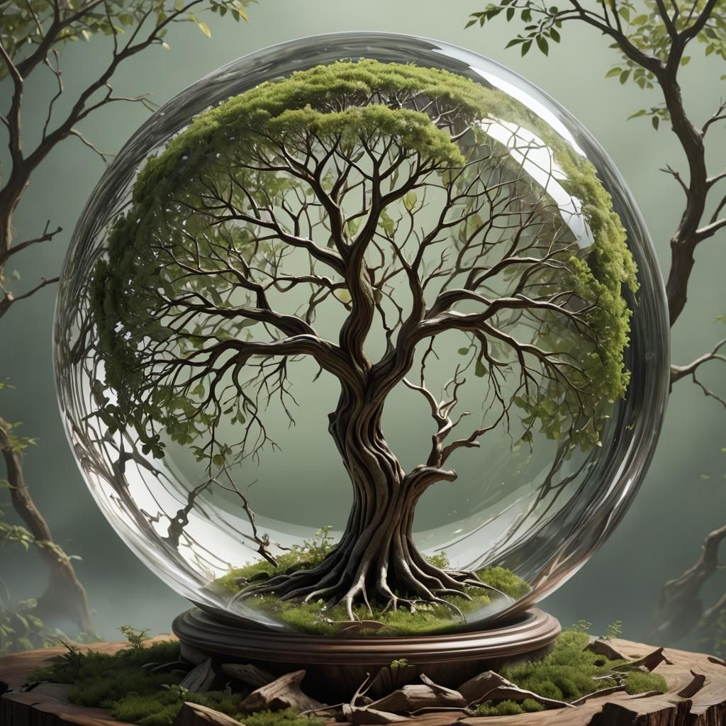 Tree in Glass Sphere: Holographic Cosmic Art