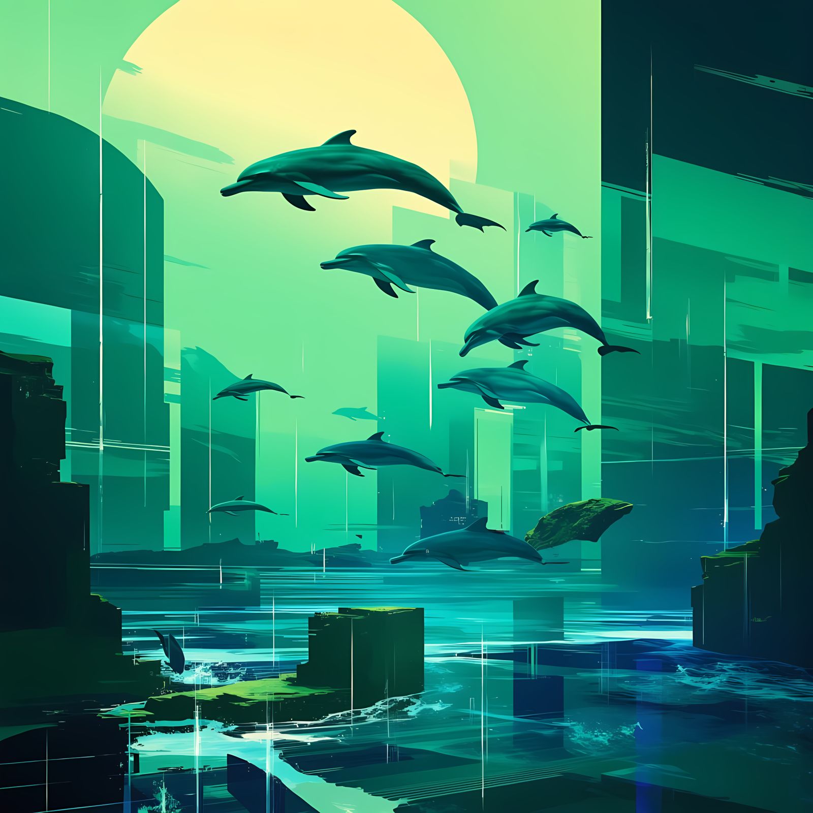Surreal Dolphin in a Futuristic World