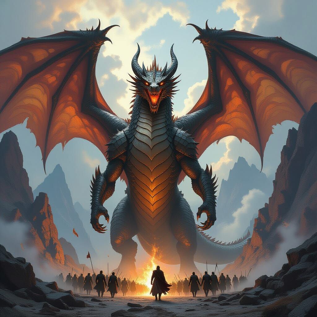 Colossal Dragon's Roar in Dark Fantasy Style