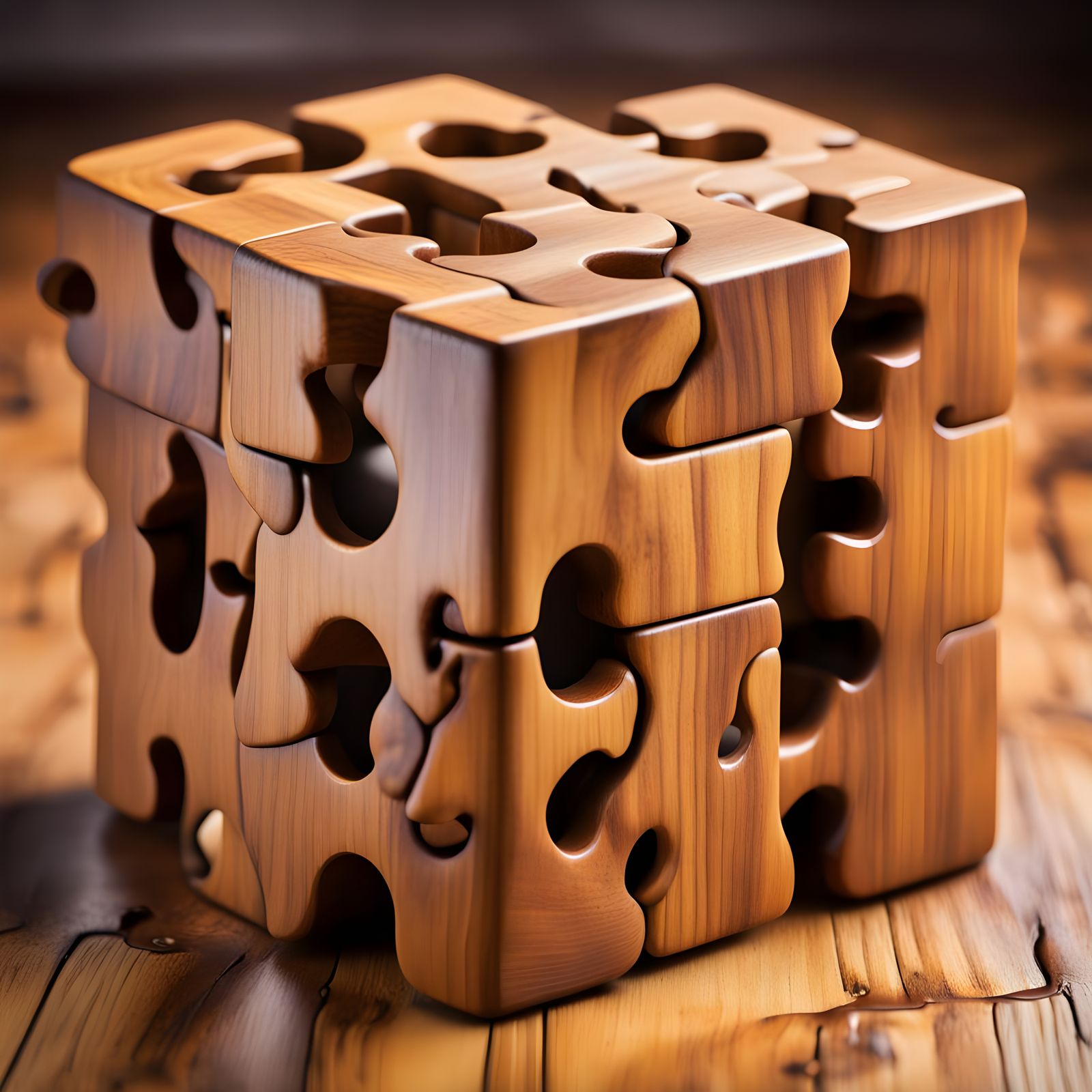 Surreal Wooden Puzzle in Salvador Dali Style