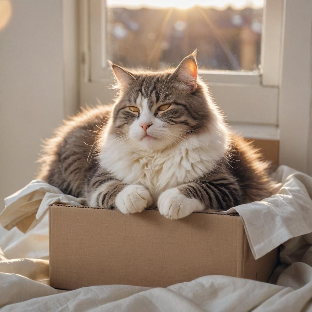 Sleeping Kitten Bathed in Divine Sunshine