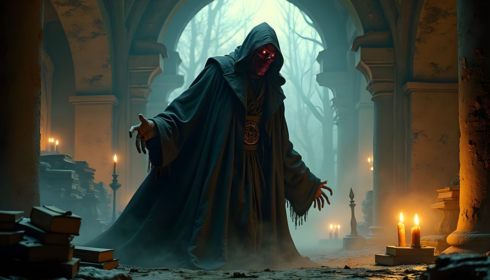 Evil Wizard Casting Dark Magic Spell