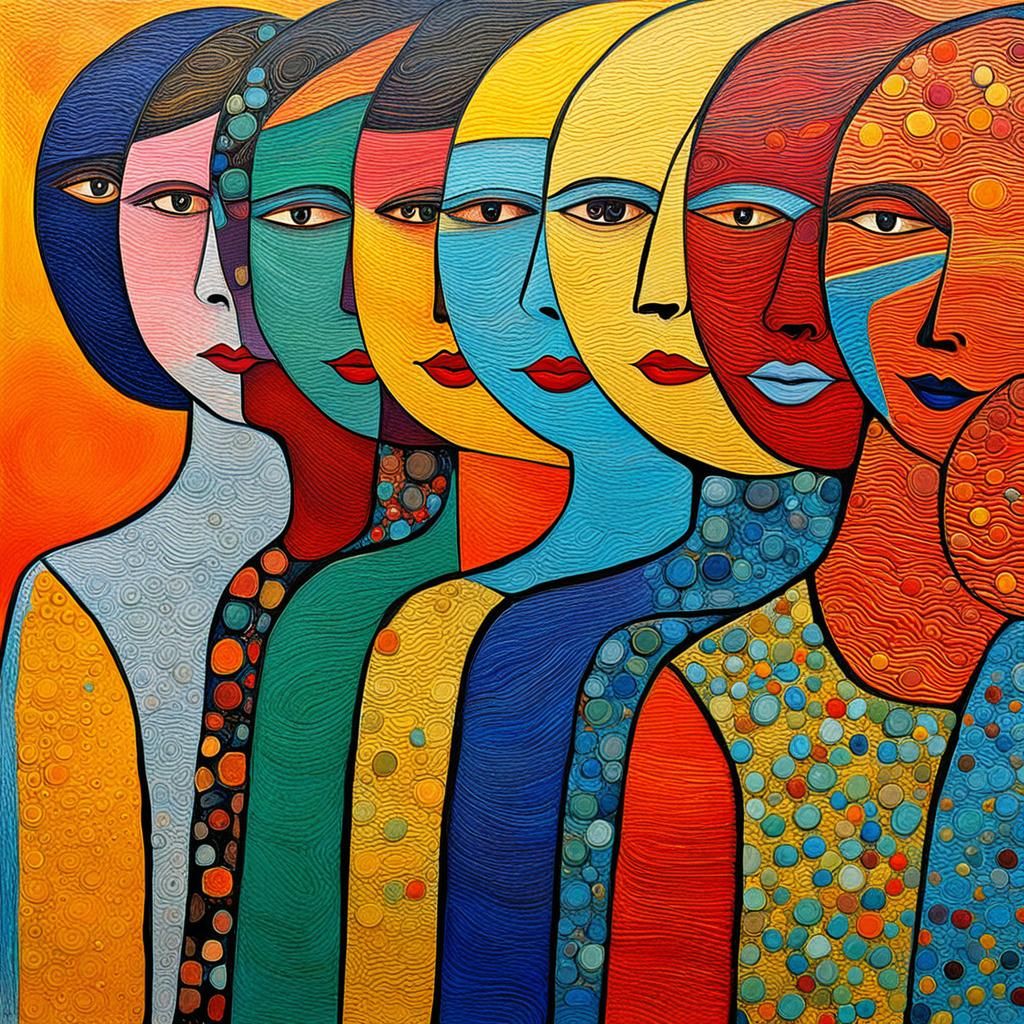Women Showing Solidarity in Abstract Art