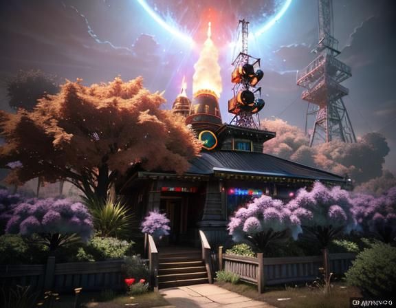 Intricate Radio Network in Marvel Comics Style