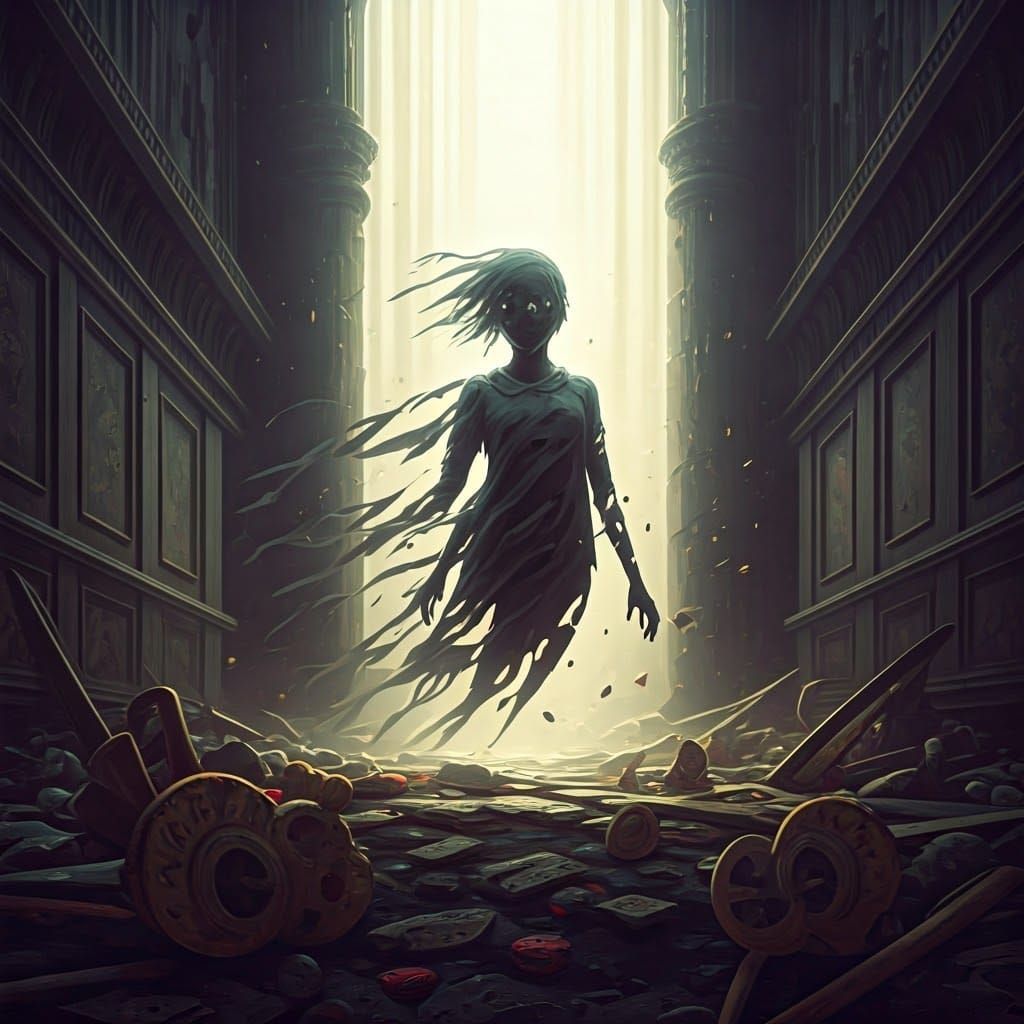 Tormented Child Ghost in Haunted House