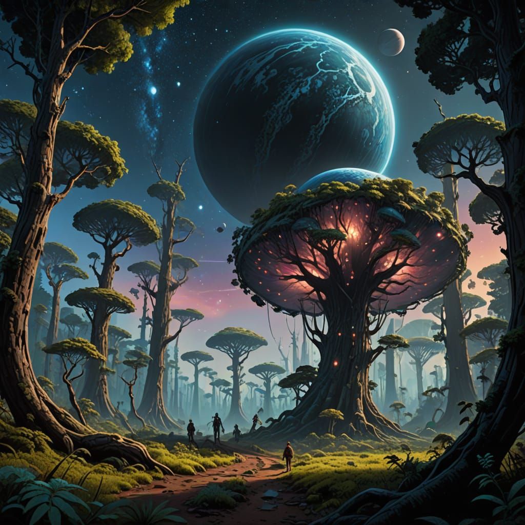 Bioluminescent Forest on Alien Planet, Digital Art