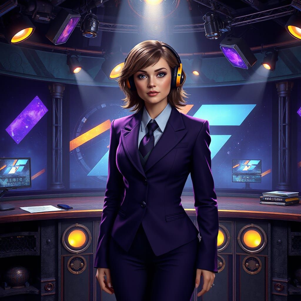 Fantasy News Anchor in Dark Mystical World