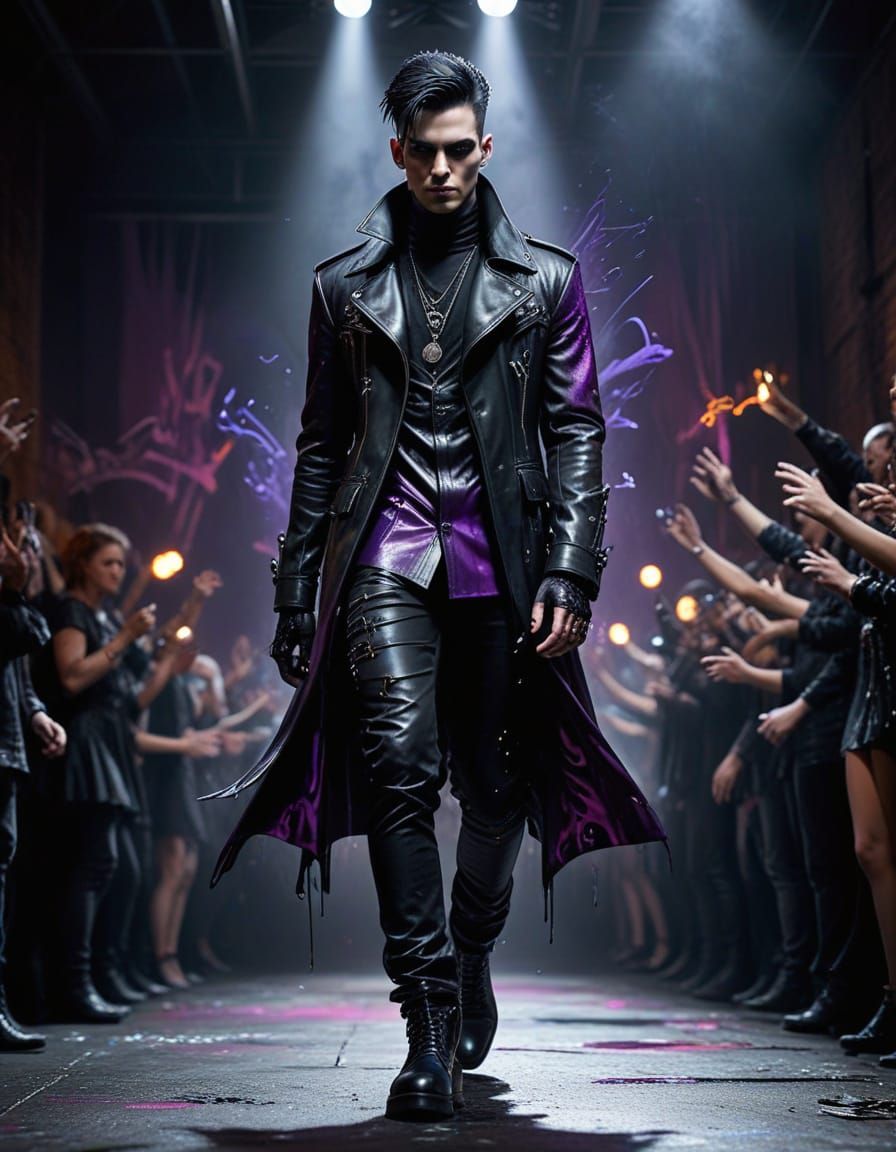 Gothic Rockstar Struts Down the Catwalk