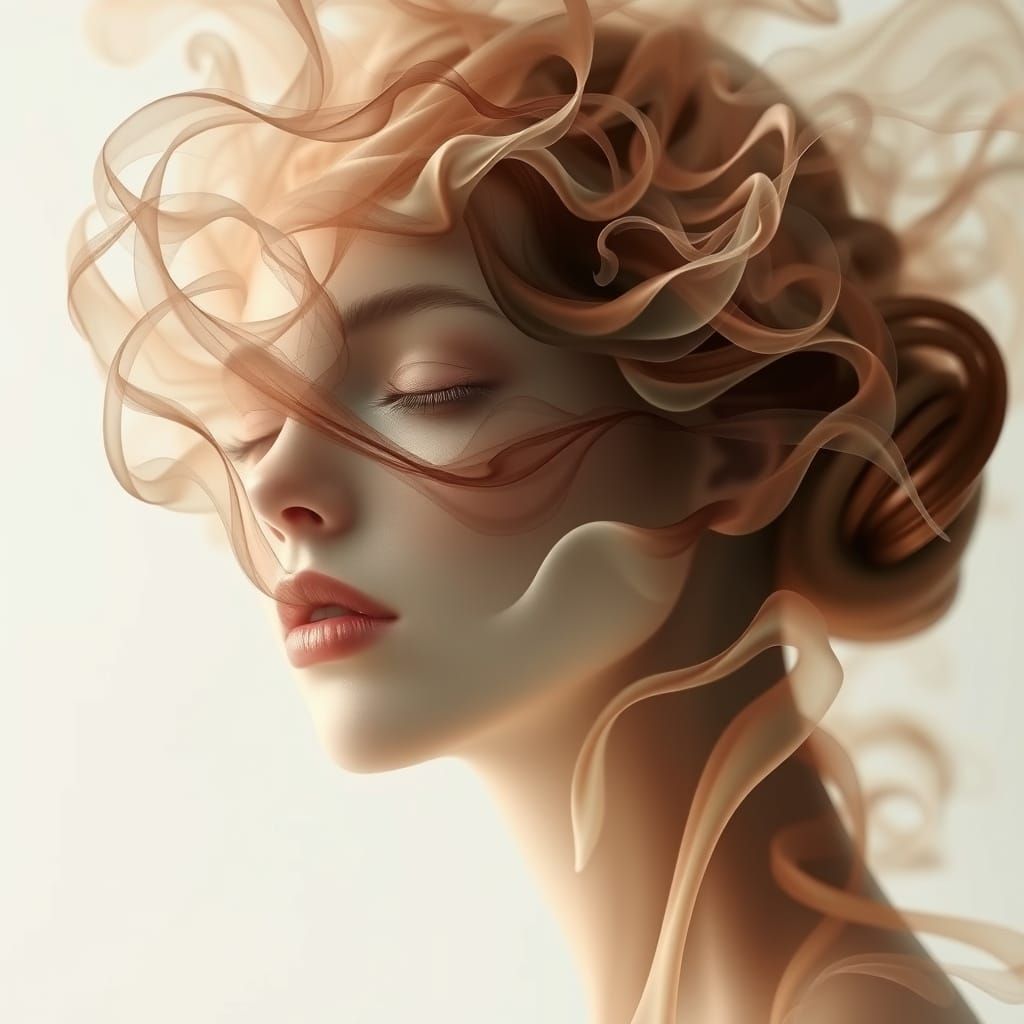 Smoke Art: Feminine Face in Ethereal Style