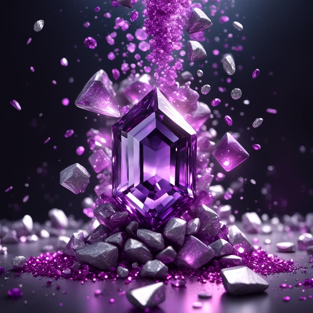 Glittering Amethyst Gemstones in Hyperrealistic 3D