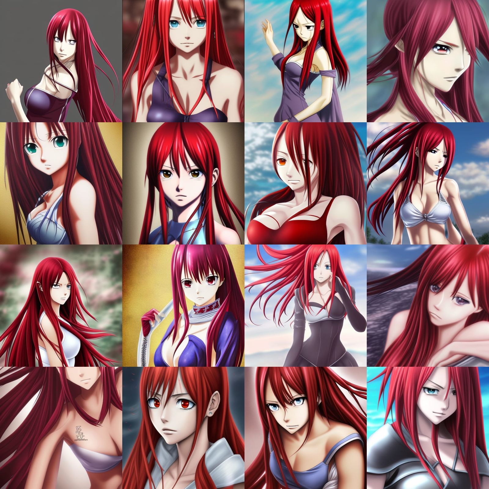 Realistic Anime Portrait of Erza Scarlet