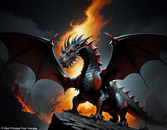 Majestic Dragon in a Dynamic Fantasy Art Style
