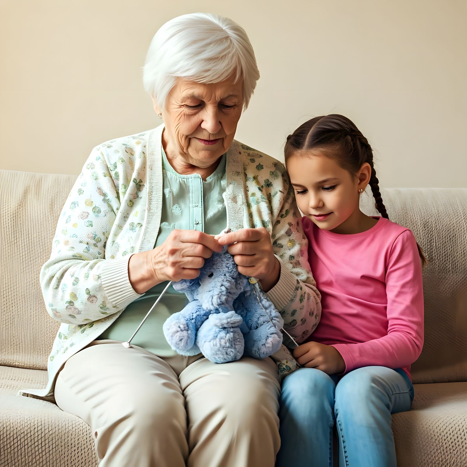 Warm Grandma Moments in Cozy Domestic Setting