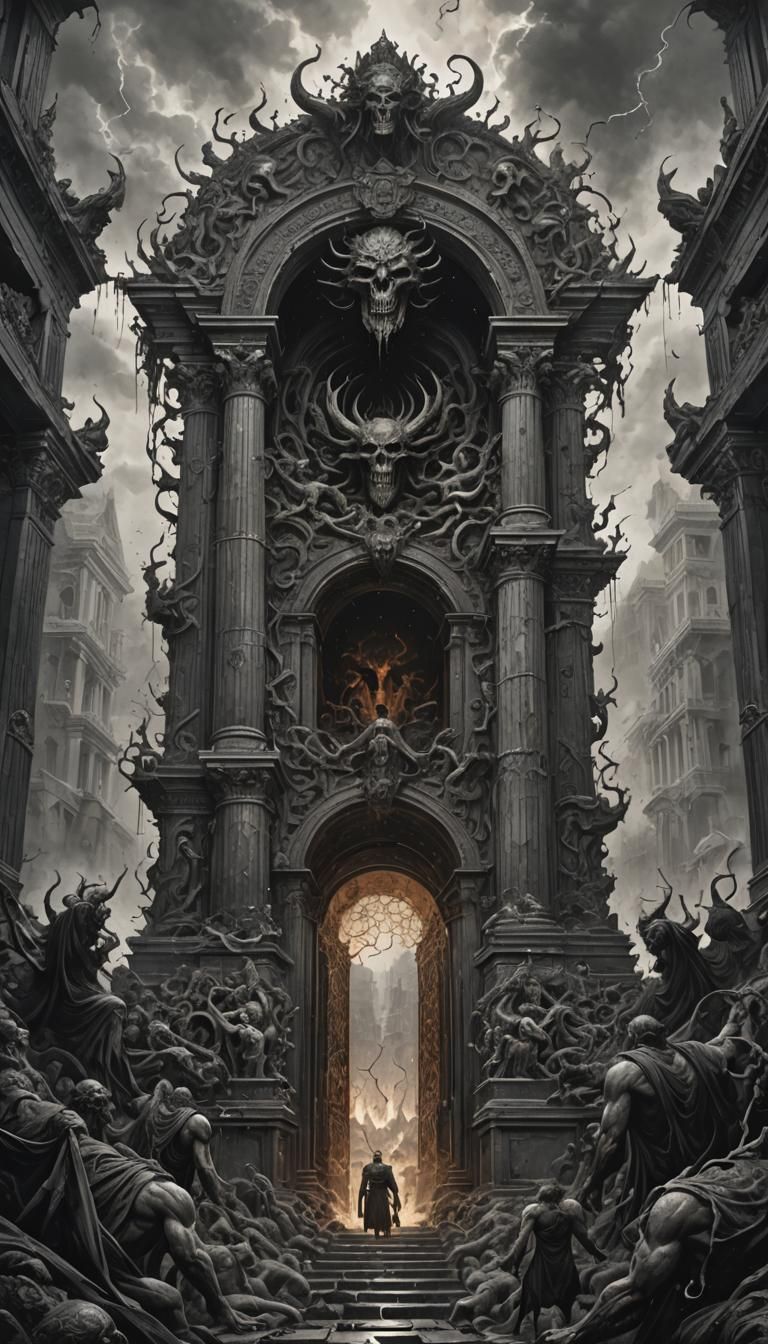 Epic Greek Gates of Hell: Triumphant Fantasy Art