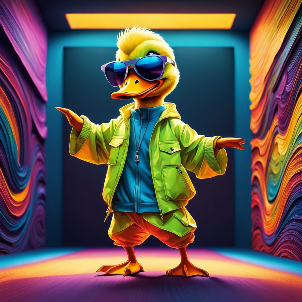 Hip Hop Duckling in Neo-Impressionist Style