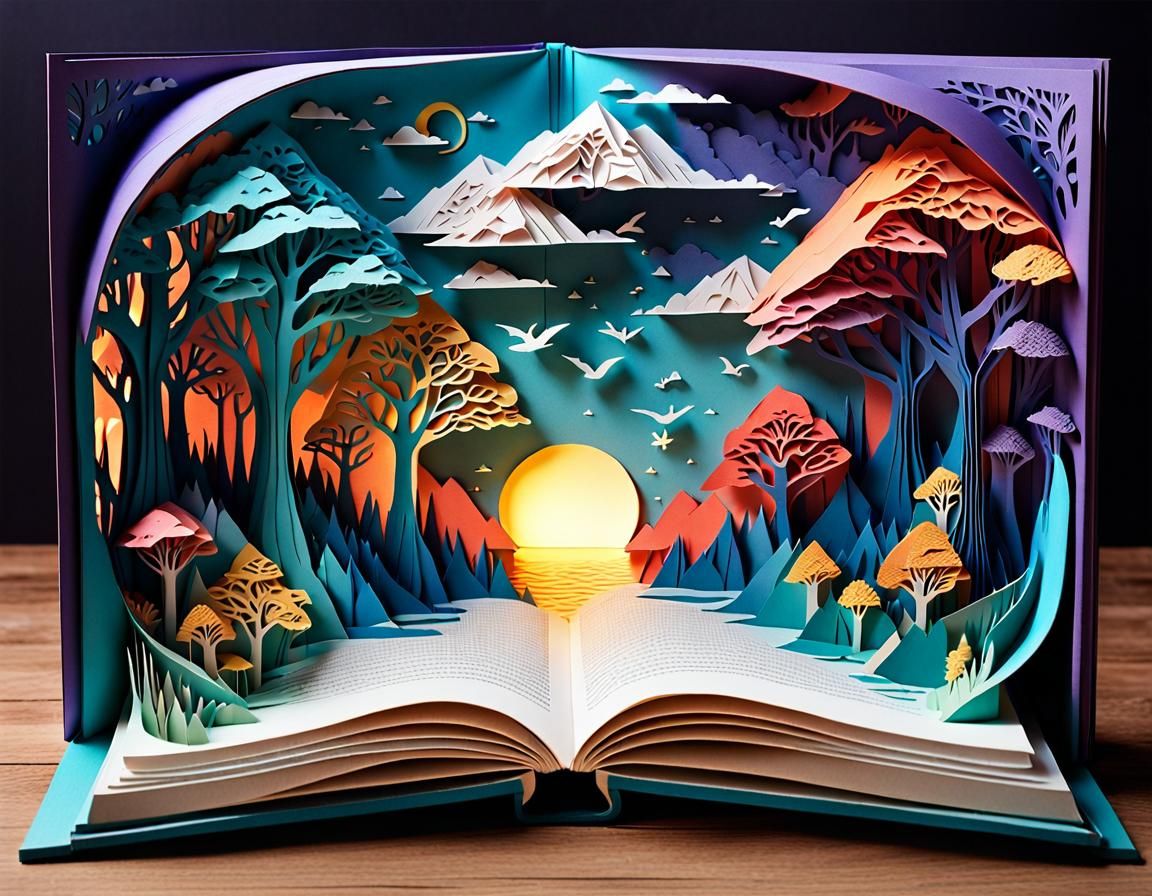Magical World Bursts From Open Book: 3D Paper Cut Art