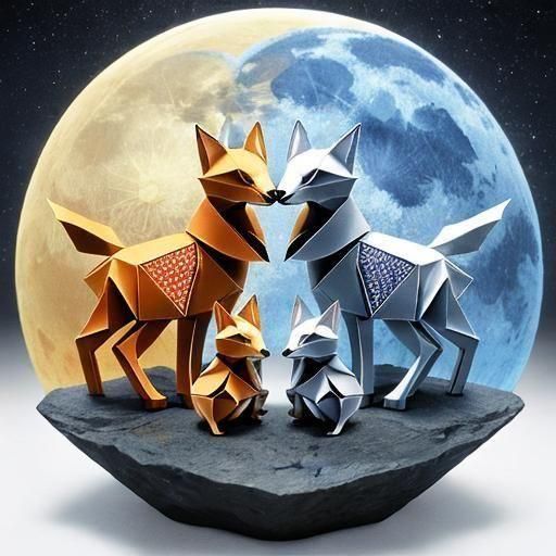 Origami Fox Family: Japanese Paper Art