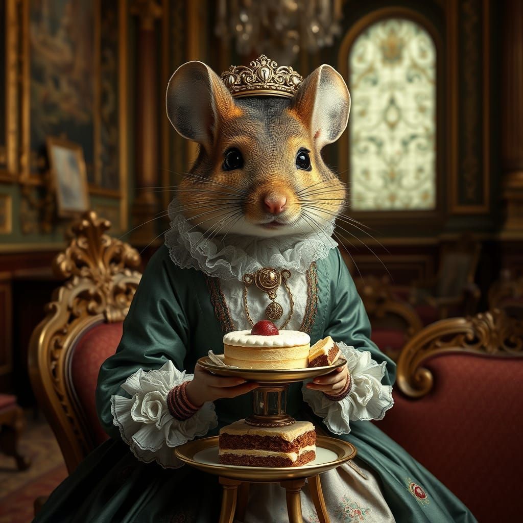 Regal Dormouse Enjoying 18th Century French Delights