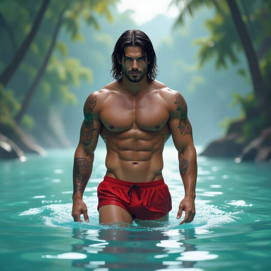 Aqua Man Emerges: A Vision in Hyperrealism