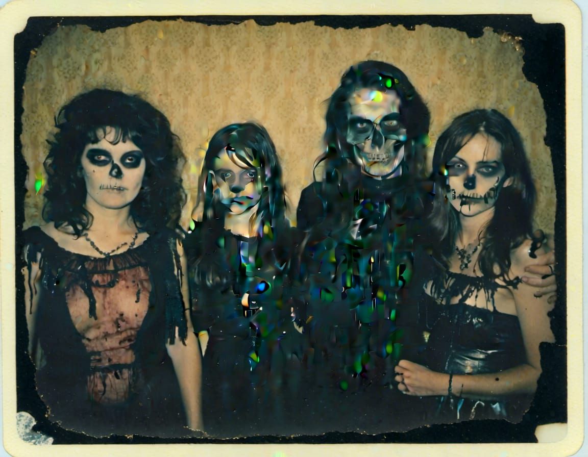 Dark Polaroid Family Portrait of Decaying Elegance